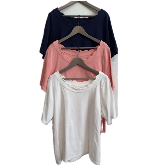 Kim Rogers Tops - Kim Rogers Perfectly Soft Scalloped Neck T Shirt Bundle P/XXL